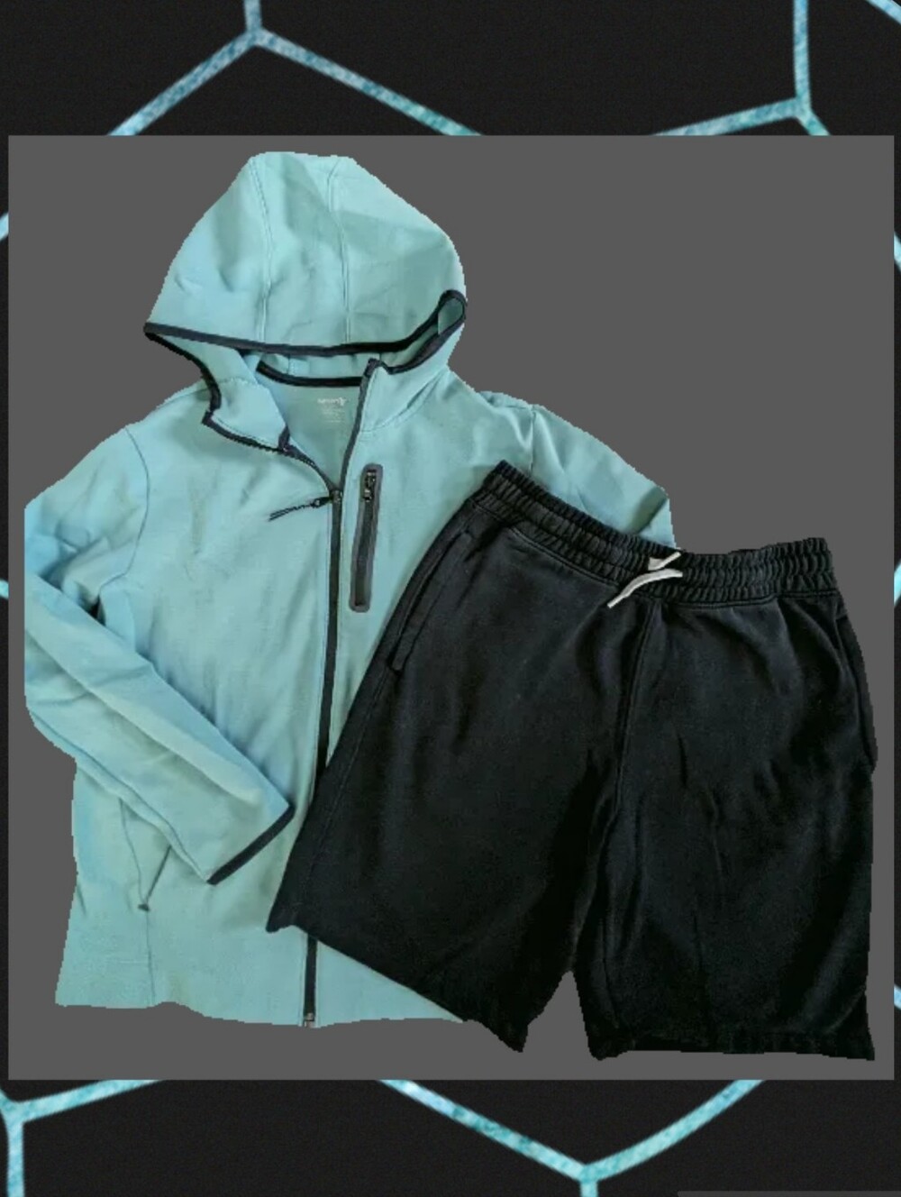Bundle Old Navy Hooded Jacket with Black Fleece Sweat Shorts, Size 14/16
